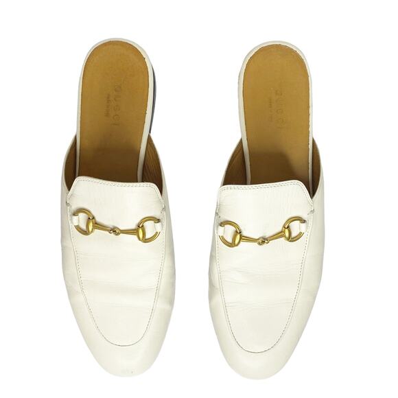 GUCCI Authentic Princetown mule loafer gold white horse bit 8.5 - Picture 1 of 12